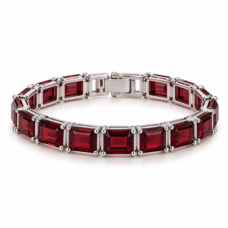 Emerald Cut Garnet Sapphire Bracelet