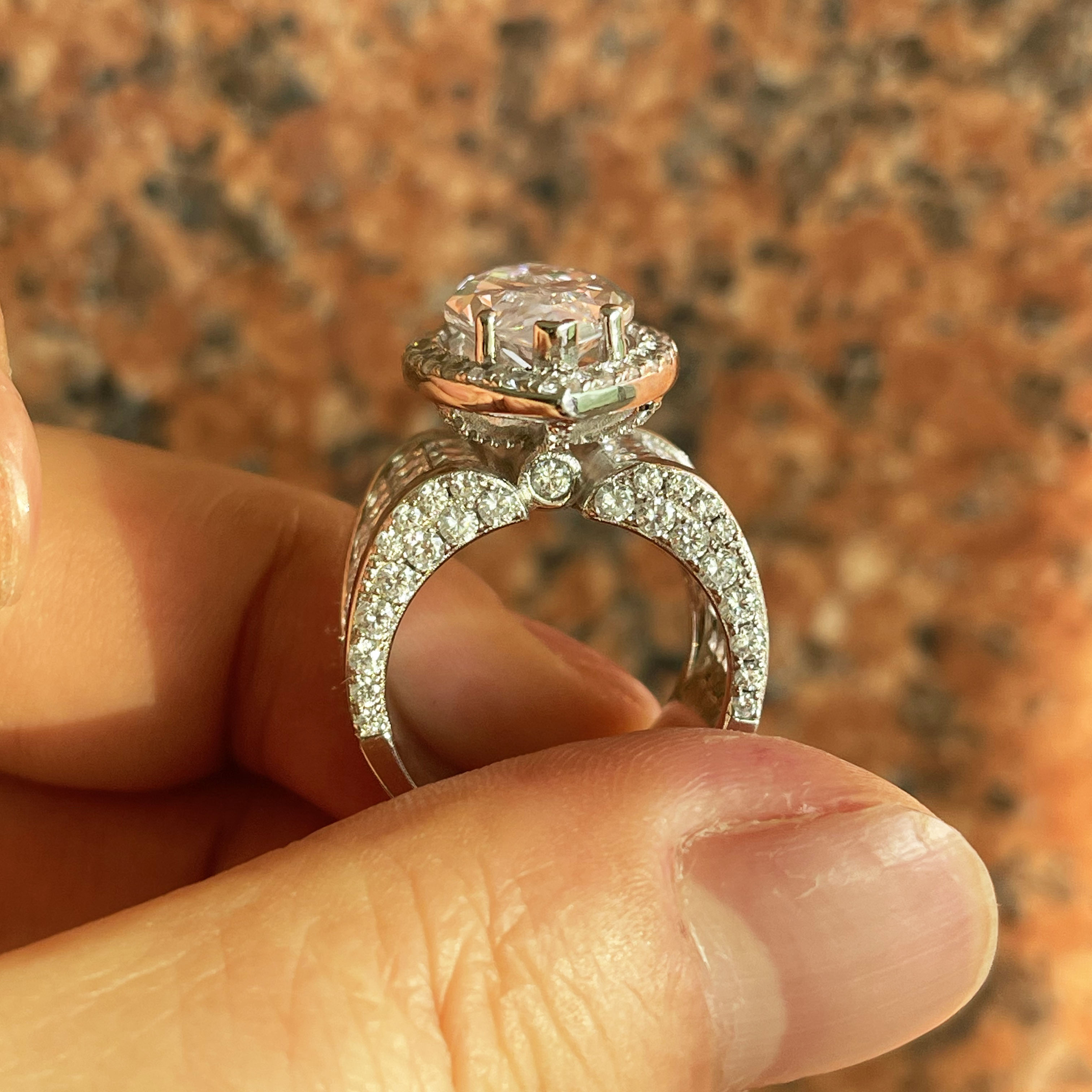 5ct Halo Marquise Cut White Diamond Wide Band