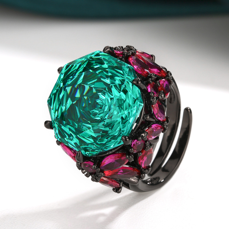 11ct Rose Cut Multicolor Sapphire Adjustable Cocktail Ring (4 Color Options)