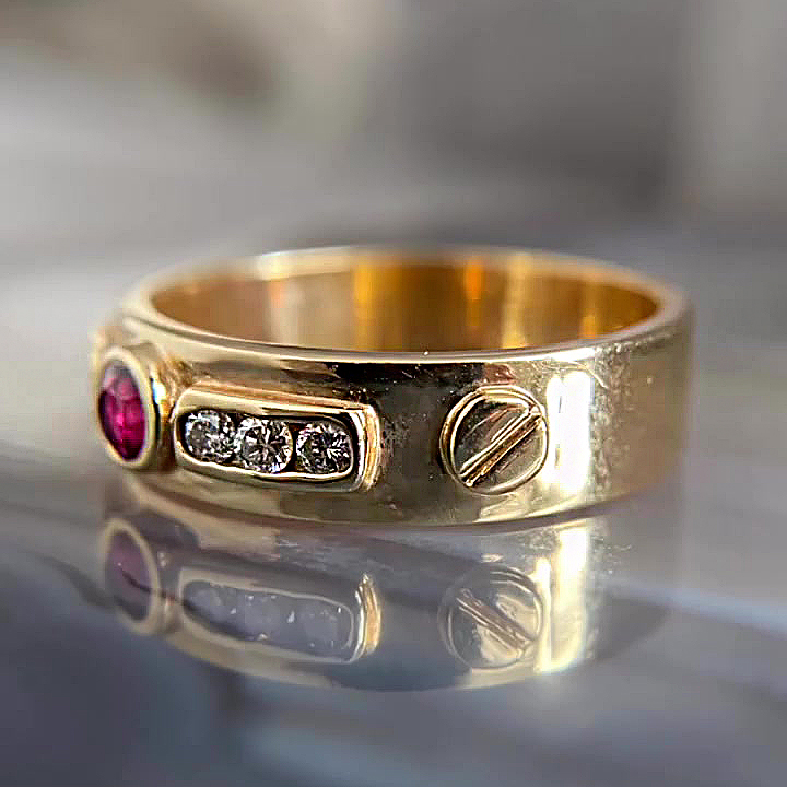 1ct Round Cut Ruby Sapphire Engagement Ring