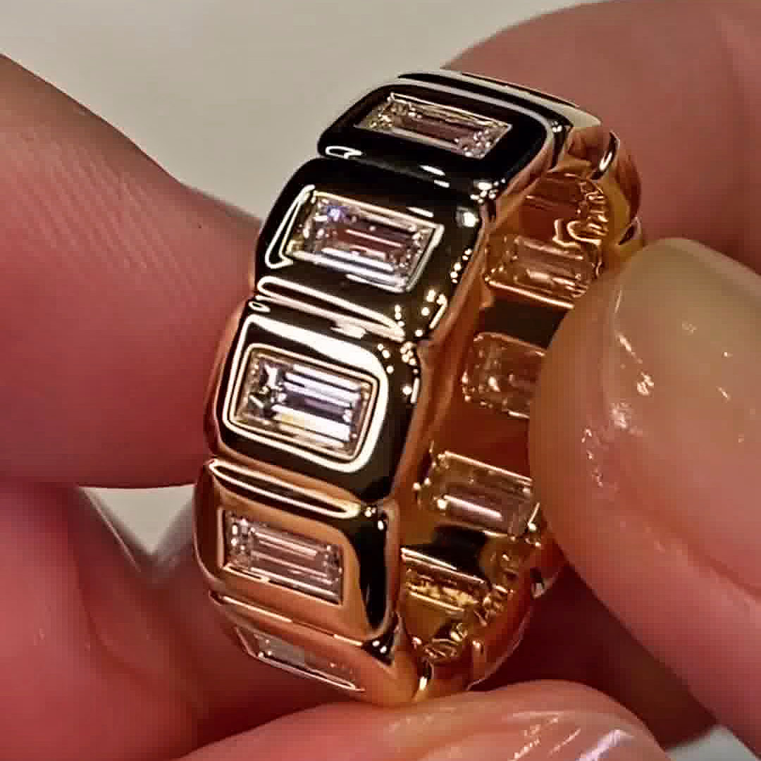 6ct Emerald Cut White Sapphire Eternity Ring