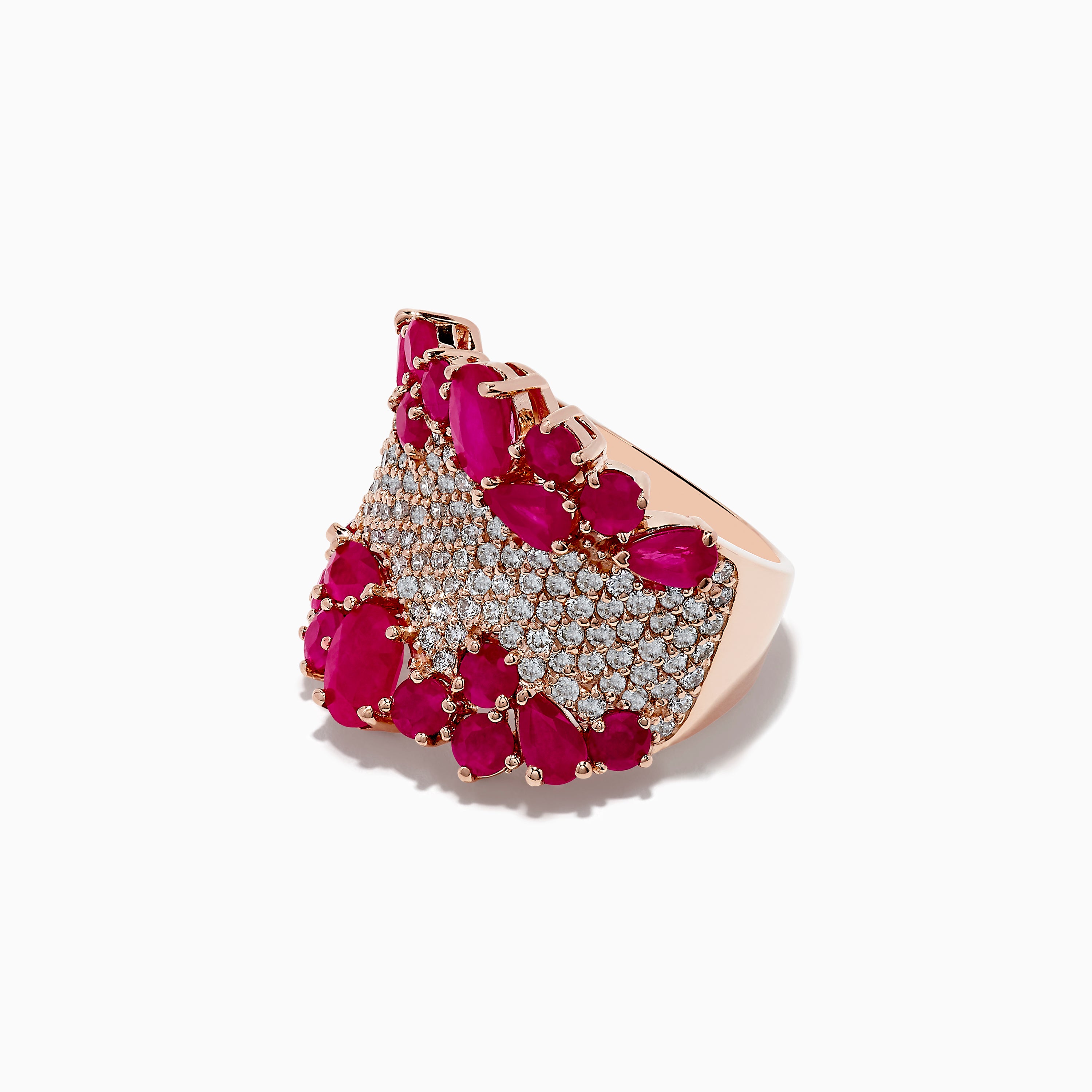 6.45ct Clustered Multi-cut Ruby&White Sapphire Cocktail Ring