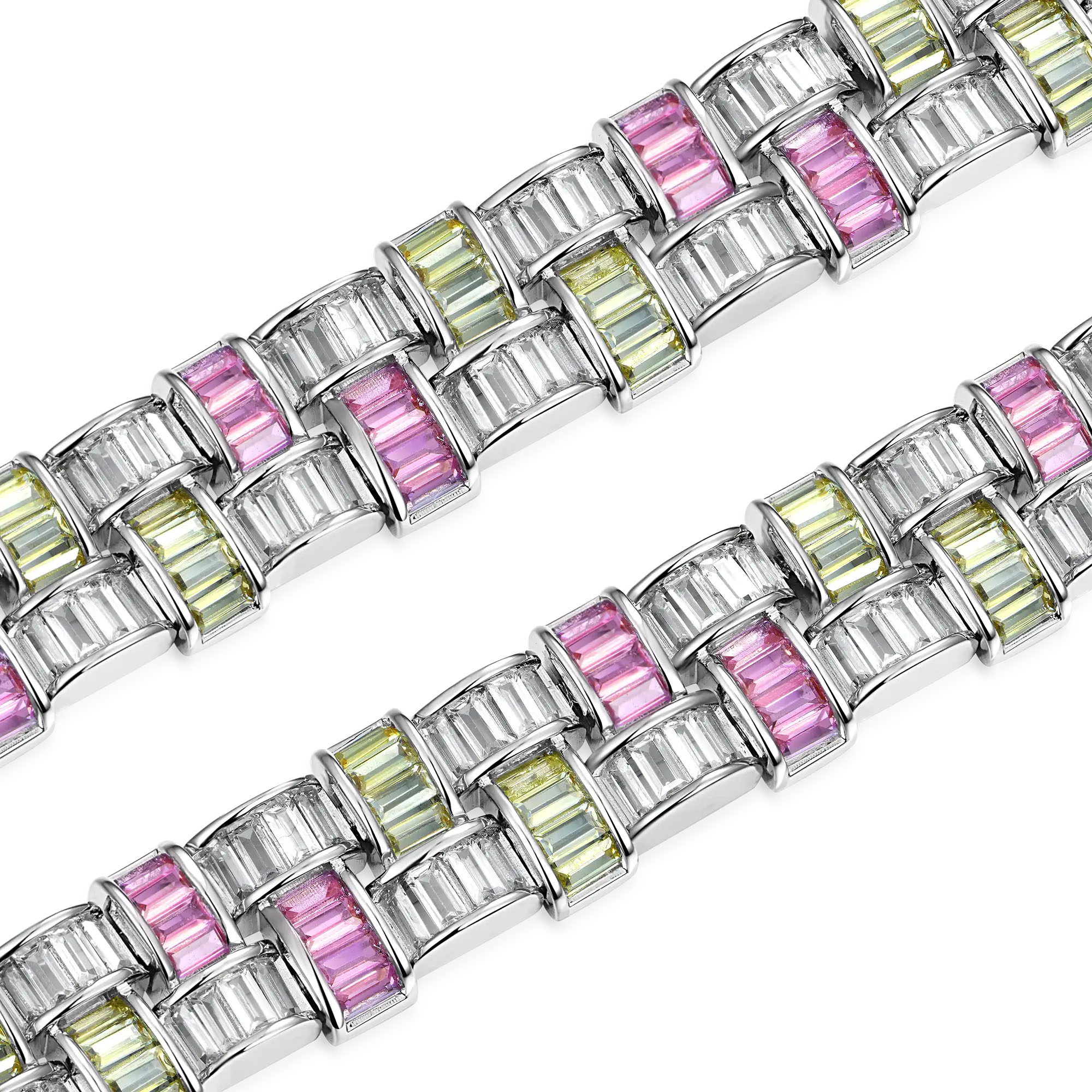 Baguette&Round Cut Multi-color Woven Bracelet