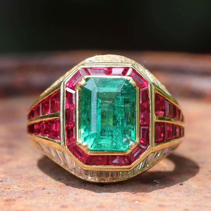 7ct Emerald Cut Emerald SapphireEngagement Ring