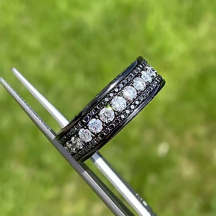 6.75ct Round Cut White Sapphire Men's Eternity Ring