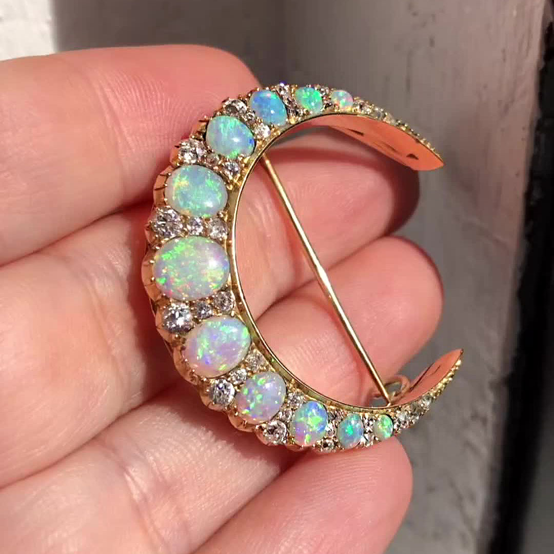 Oval Cut Opal Sapphire Brooch