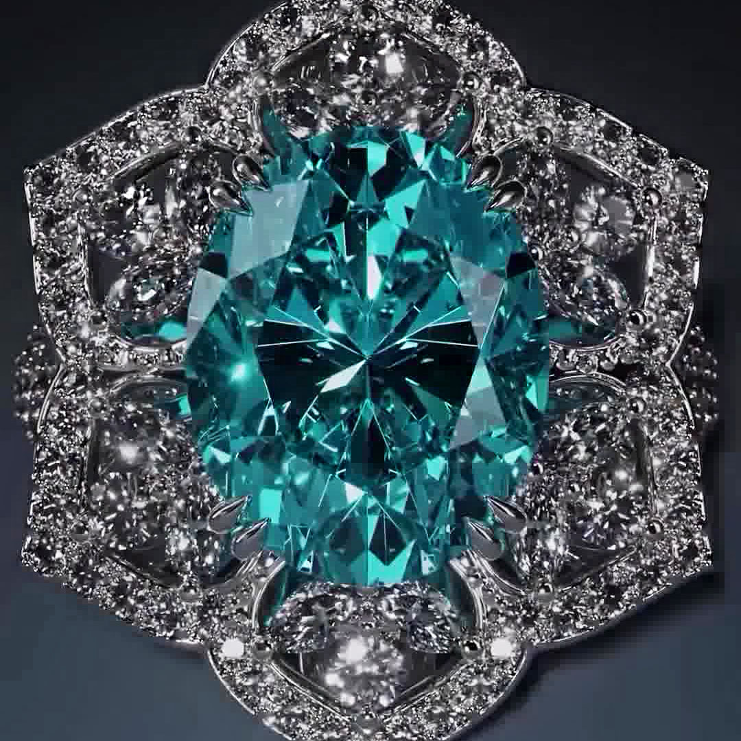 6.2ct Oval Cut Aquamarine Sapphire Engagement Ring