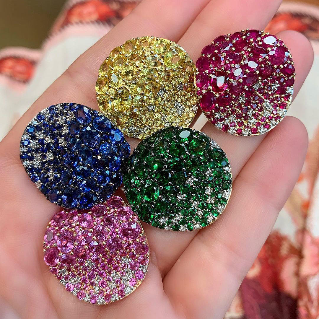 Micro-pave Setting Oval Cut Blue Sapphire Stud Earrings