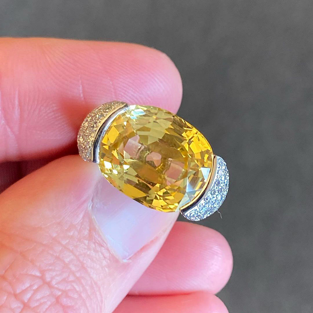 Pukhraj Ring Design Ring Yellow Sapphire Jupiter 5ct Unique East-west Oval  Cut Yellow Sapphire Ring