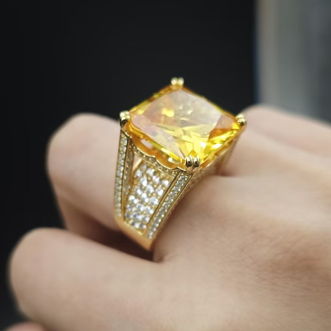 7ct Stunning Cushion Cut Yellow Sapphire Engagement Ring