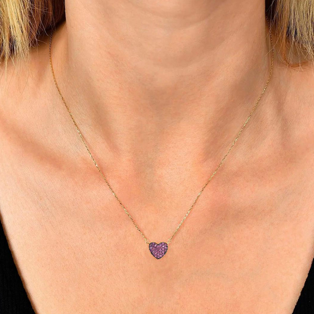 Heart Shape Round Cut Pendant Necklace