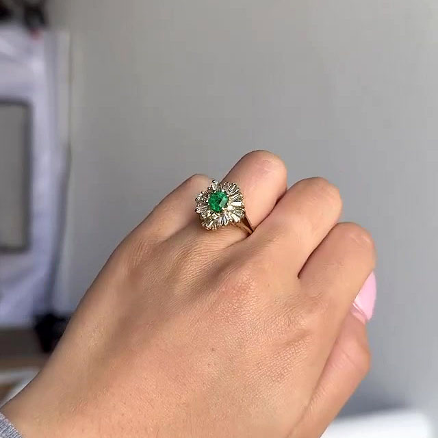1.5ct Halo Radiant Cut Emerald Sapphire Engagement Ring