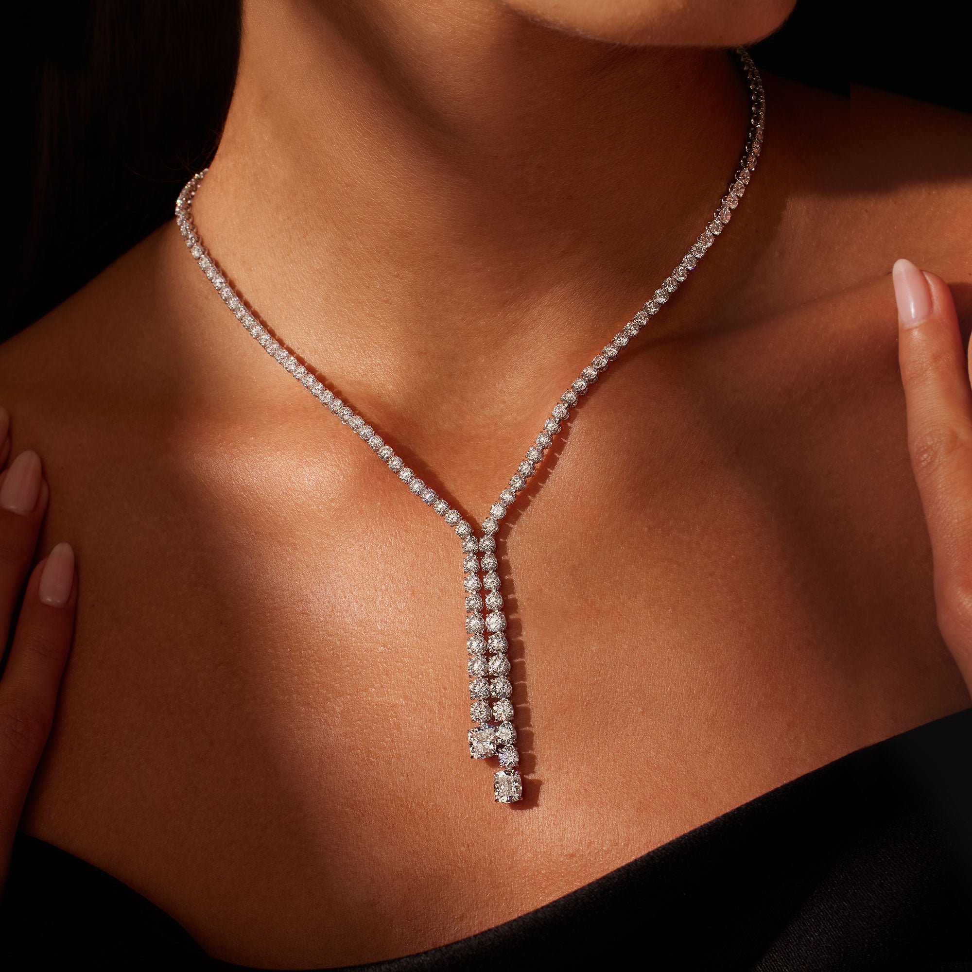 Cushion Cut Lariat Necklace