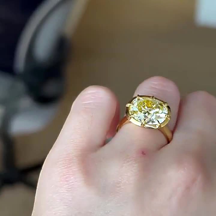6ct Cushion Cut Yellow Sapphire Engagement Ring