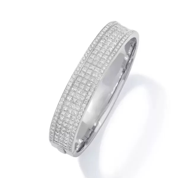 Three-Row Two-tone Invisible Setting Princess Cut Bracelet