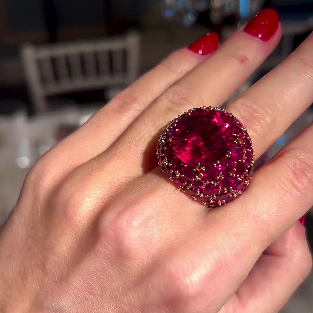 7.85ct Oval Cut Ruby Sapphire Cocktail Ring