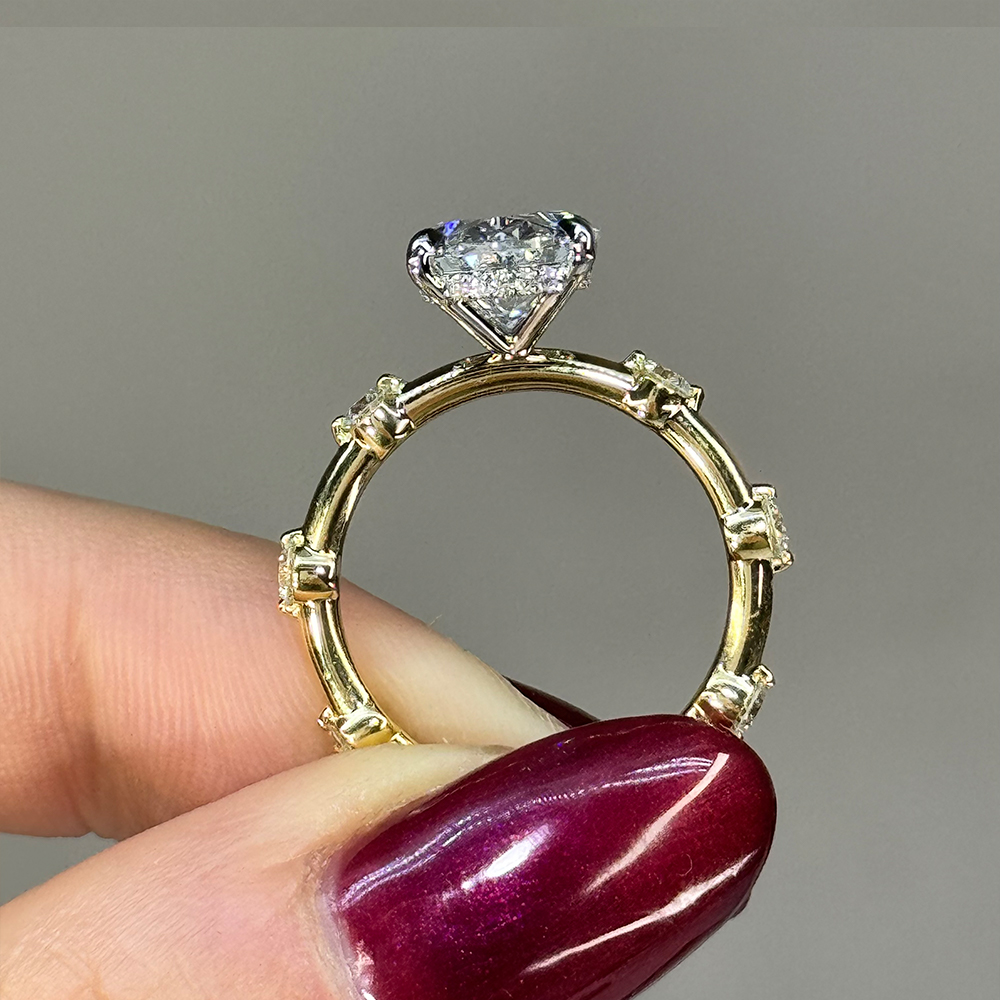 3.02ct Oval cut White Sapphire Engagement Ring