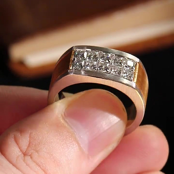 2.5ct Princess Cut White Sapphire Men's Engagement Ring