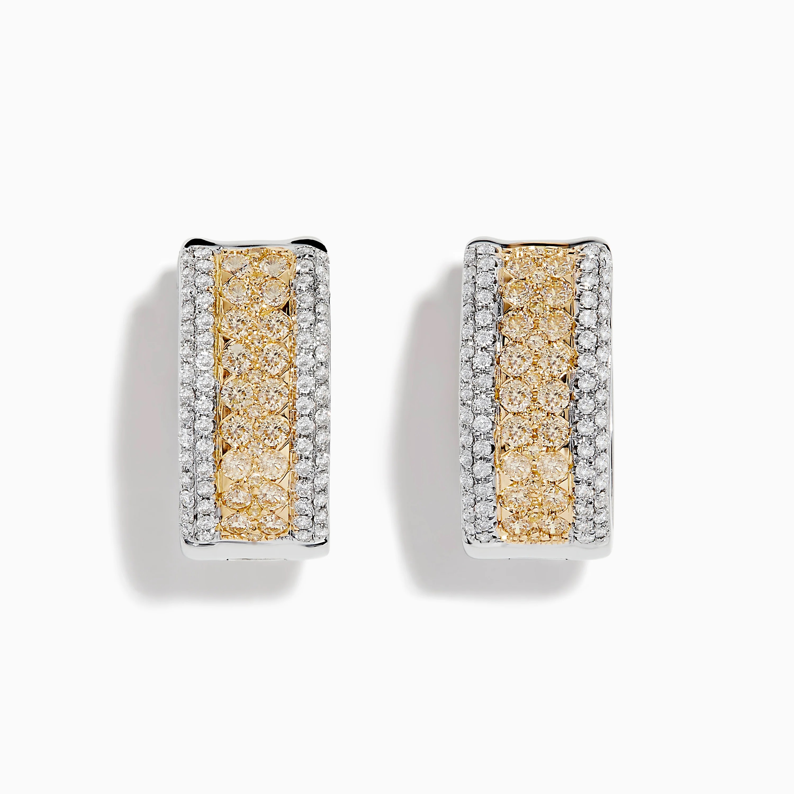 1.82ct 14K Two-Tone Gold Yellow Diamond Hoop Earrings