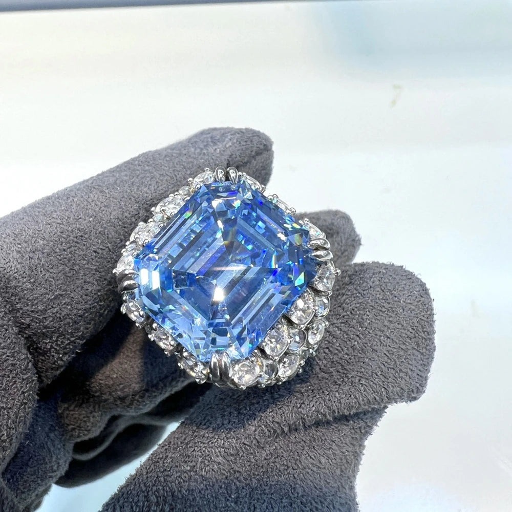 Titan of Ice Emerald Cut Aquamarine Ring