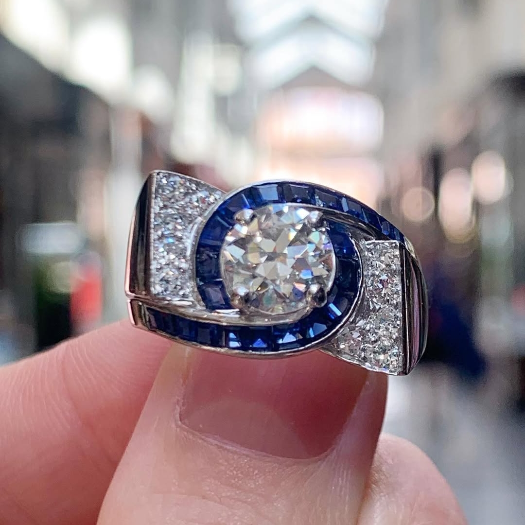 3ct Art Deco Round Cut White Sapphire Engagement Ring