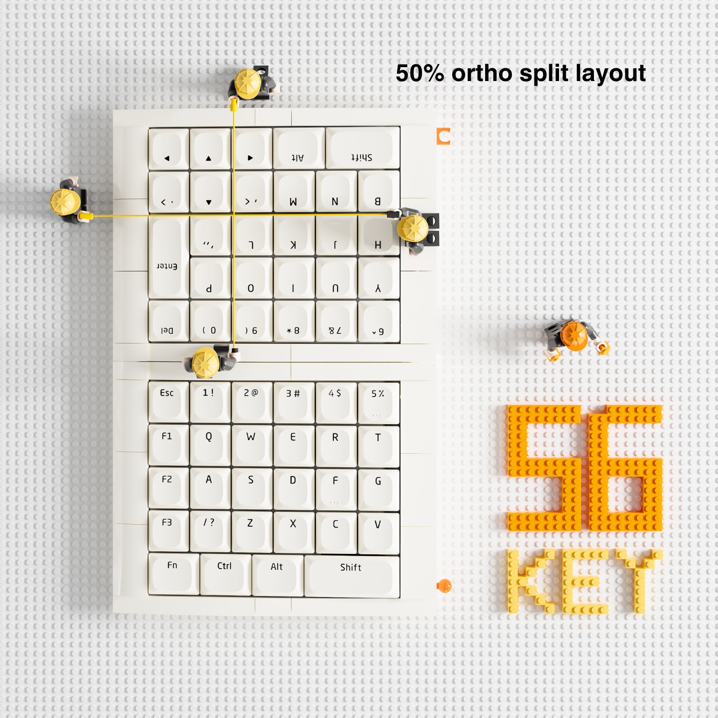 KBDcraft Israfel 50% Ergo Split Low Profile Mechanical Keyboard