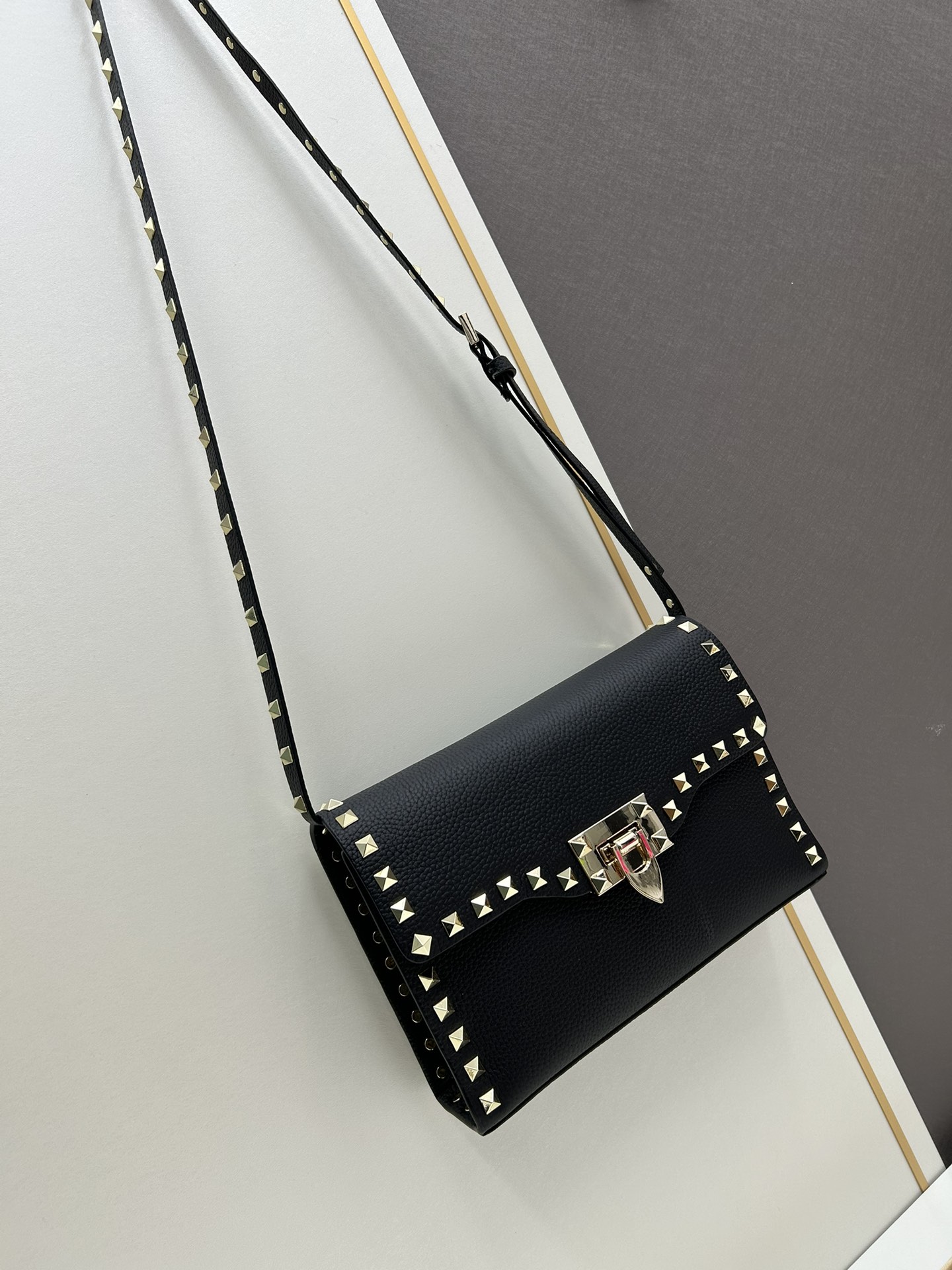 Valentino cowhide rivet crossbody bag