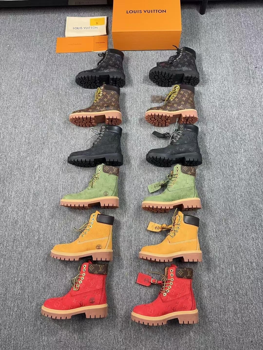 L&V x Timber&land Tim  Presbyterian embossed big yellow boots and ankle boots