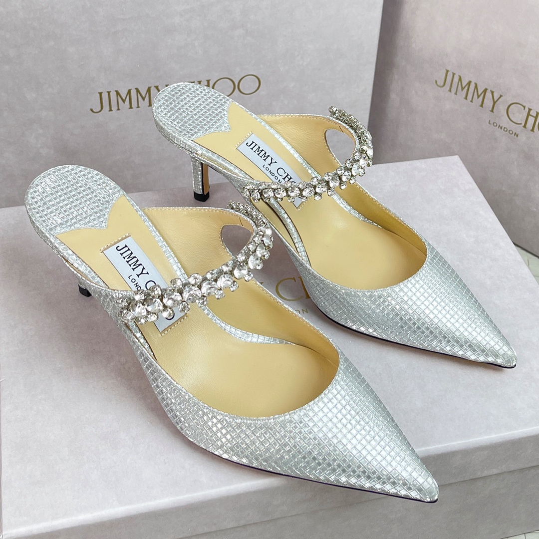JC One Strap Diamante Chain Pointed Toe High Heels