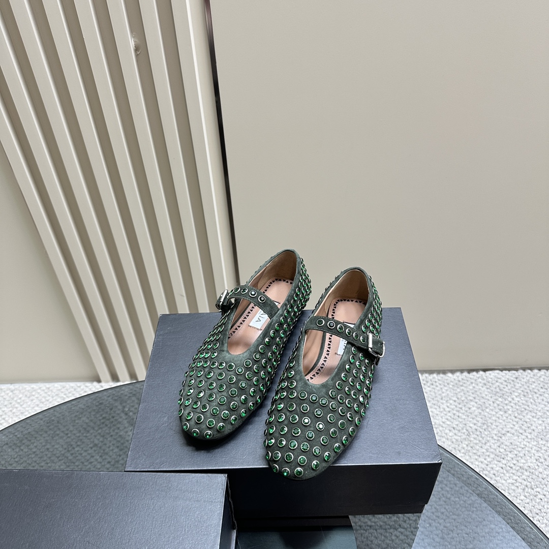2022 fashion show new Alaia full diamond collection flat ballet flats