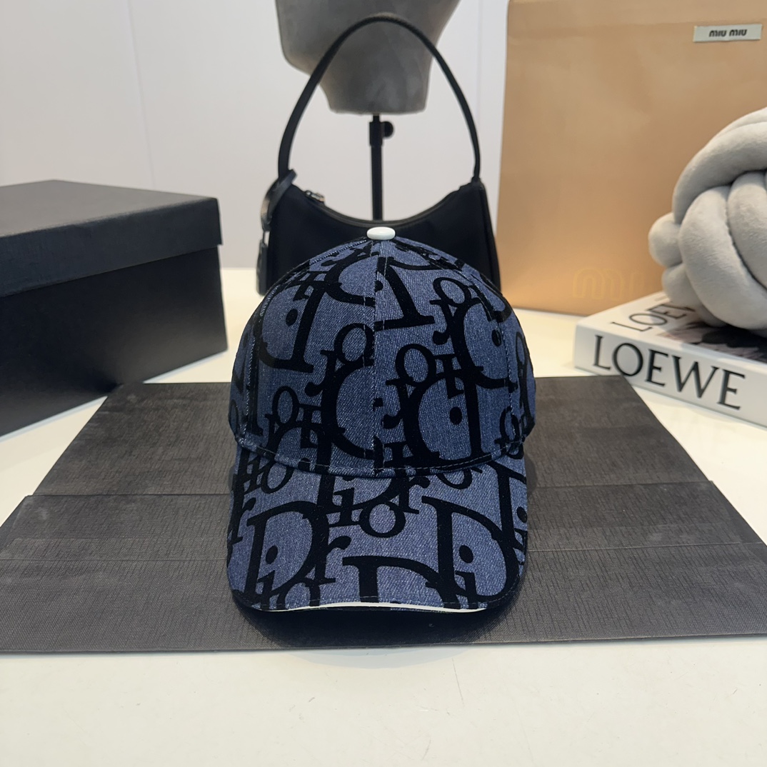 Dior lace flocking spring and summer limited edition baseball cap