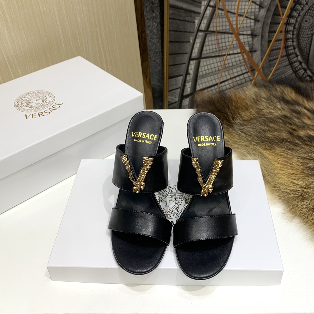 New Versace Summer Plated High Heel Slippers