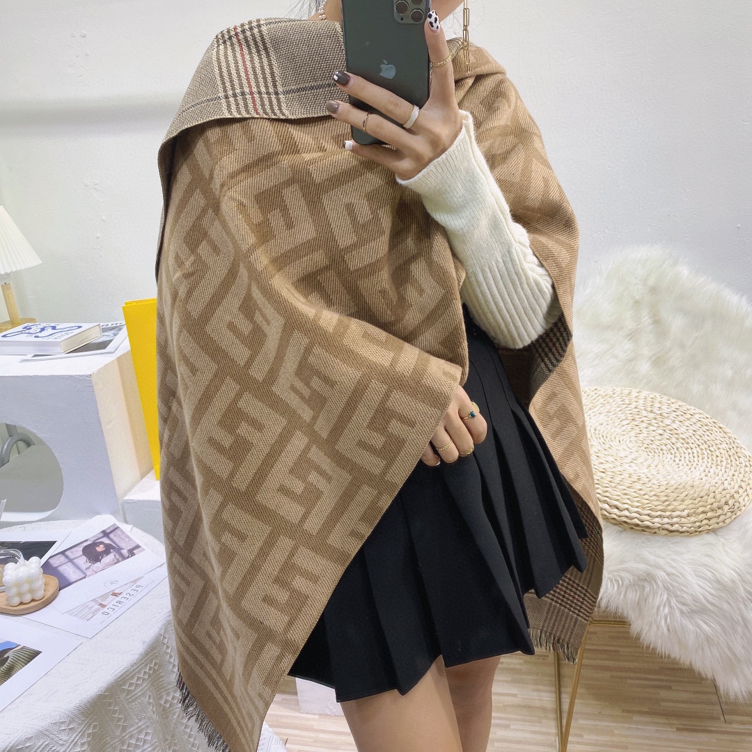 F Checked Cashmere Scarf