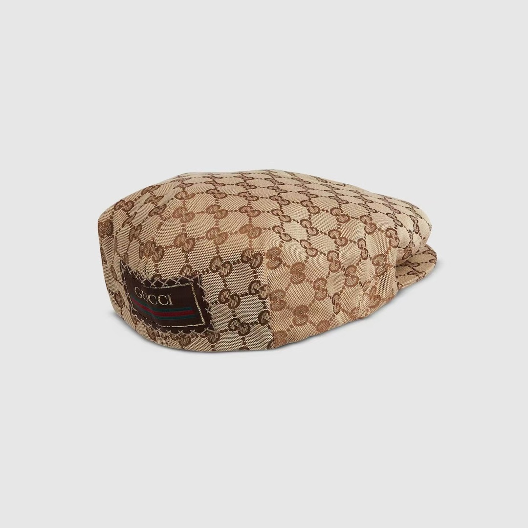 G Classic Flat Cap Beige and dark brown cat