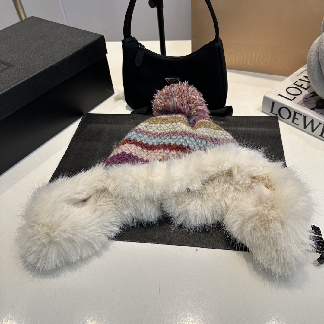 M new rabbit fur thickened knitted Leifeng hat