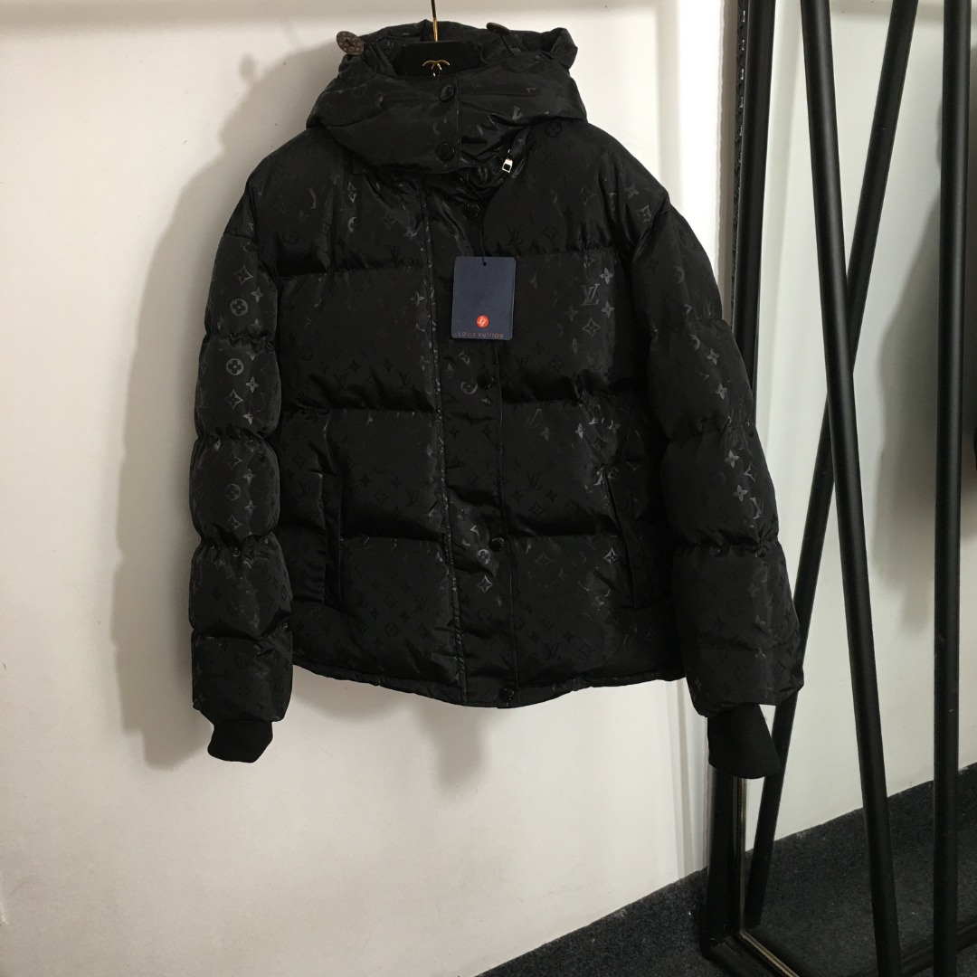 LV new dark pattern jacquard hooded cotton jacket