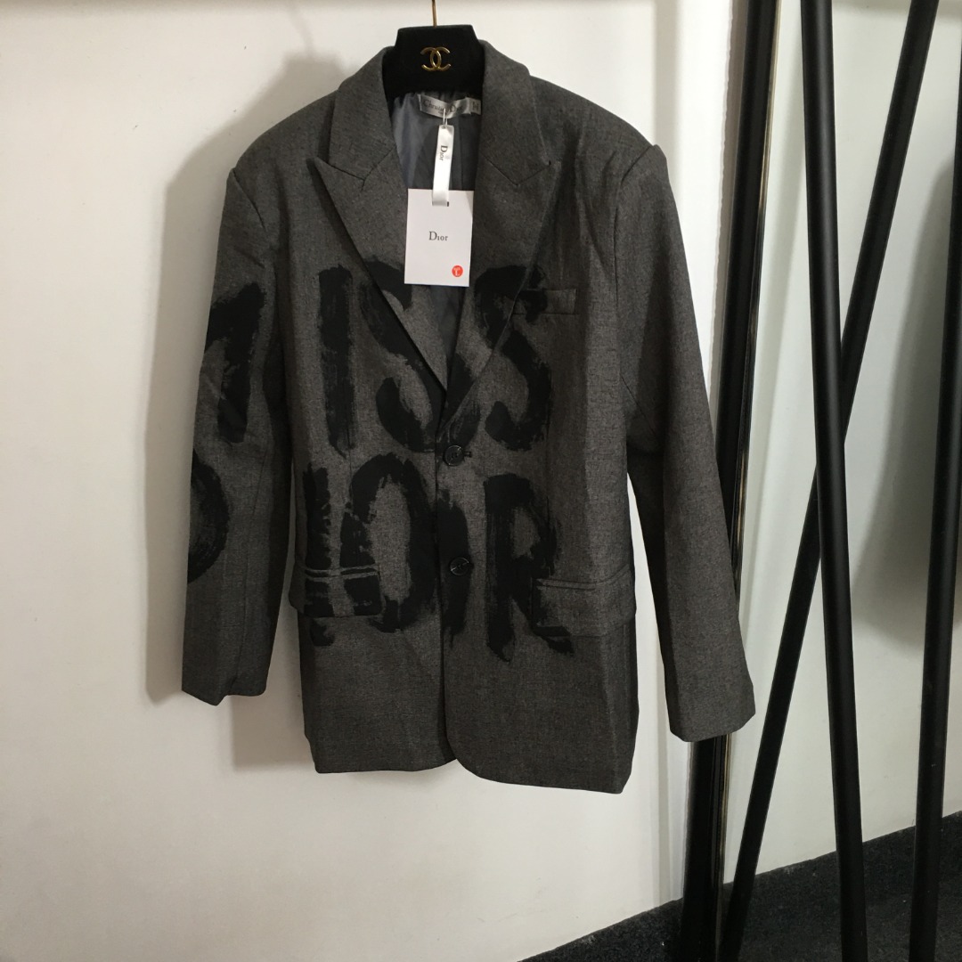 D new graffiti MISS letter print suit jacket