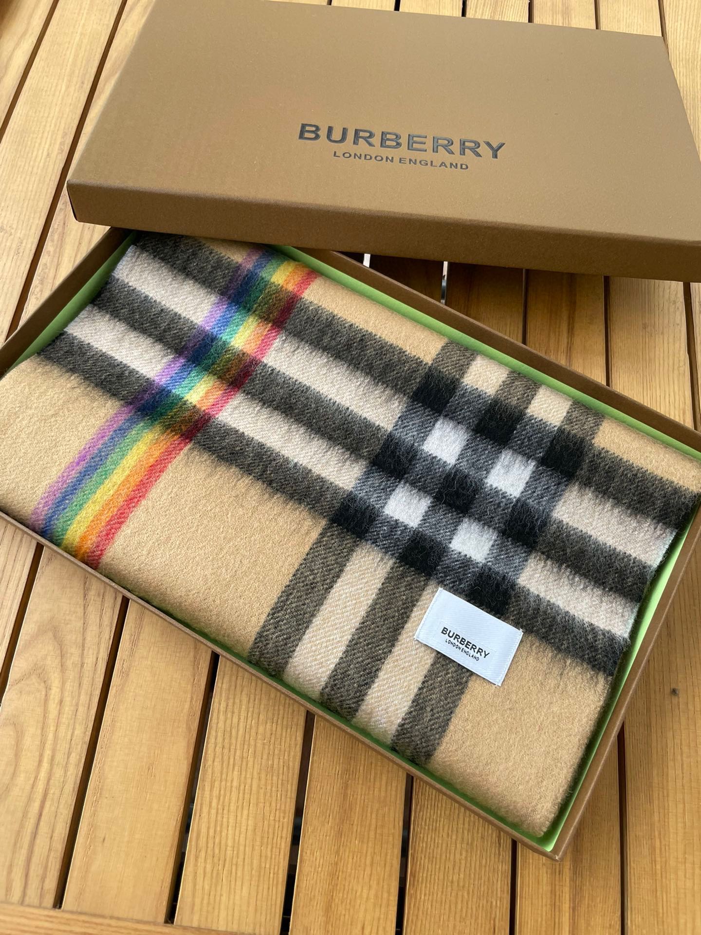 B small plaid rainbow high-end pure cashmere texture scarf