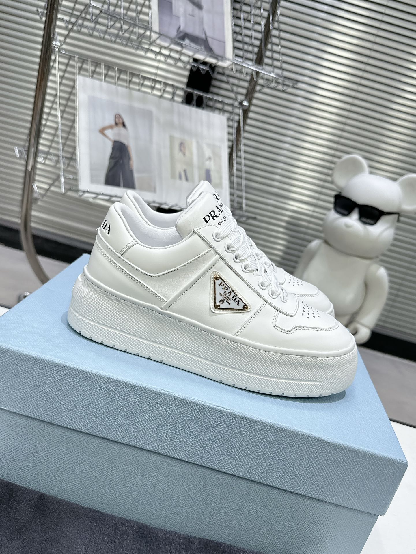 Prada Downtown Bold series thick-soled platform shoes casual sports shoes