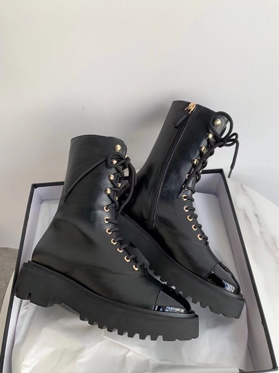 Chanel motorcycle boots lace-up Martin boots short boots
