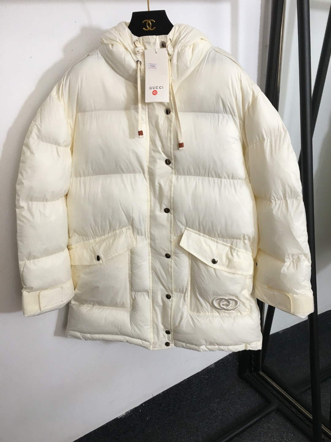 G new GG embroidered letters mid-length cotton coat