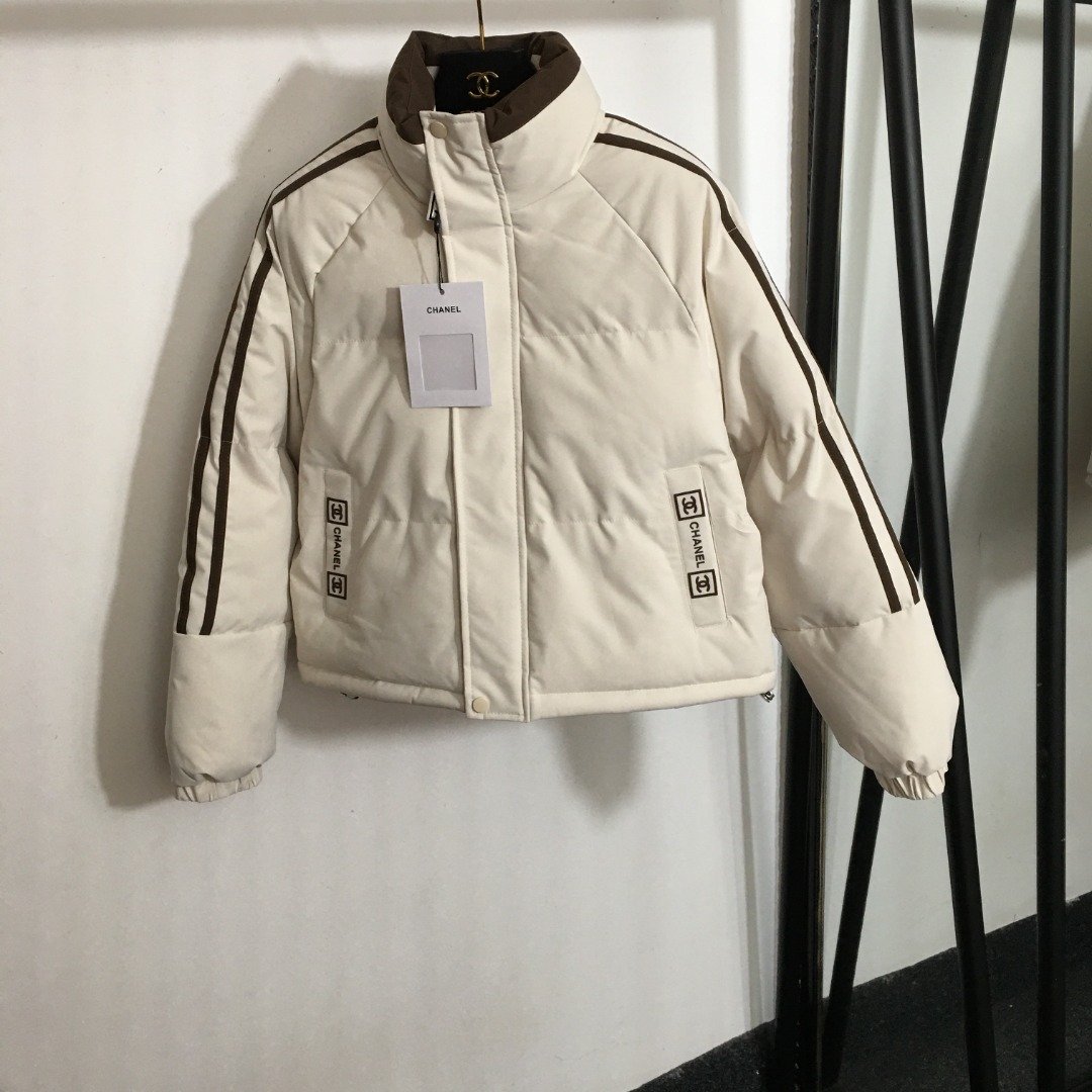 C new logo letter offset printing stand collar long sleeve short cotton coat