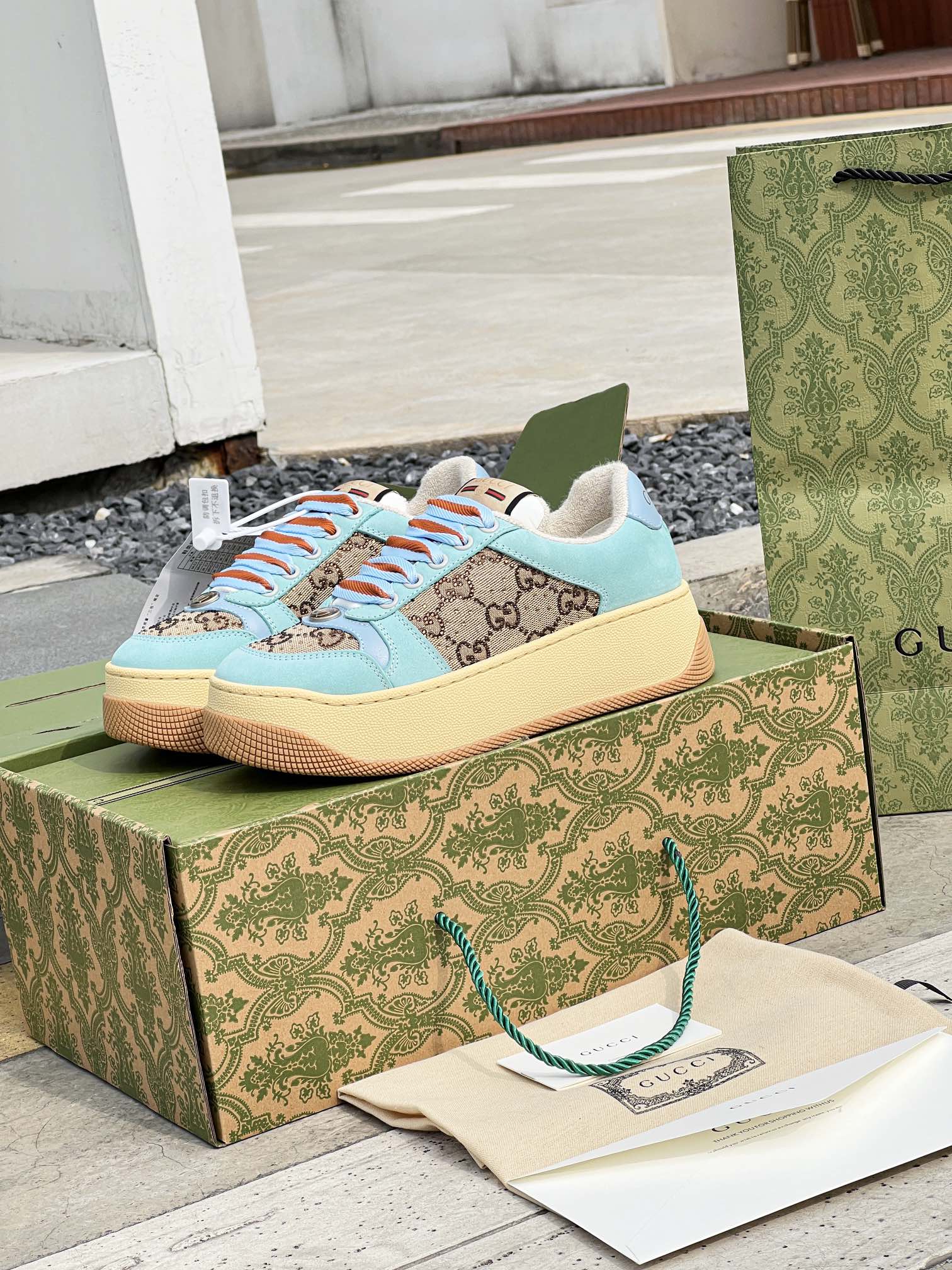 gucci thick sole sports casual shoes