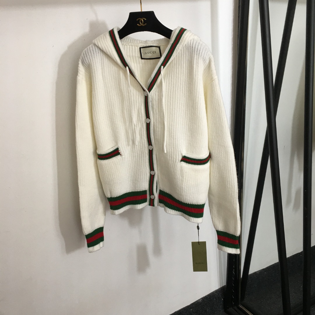 G new color matching long sleeve hooded knitted cardigan