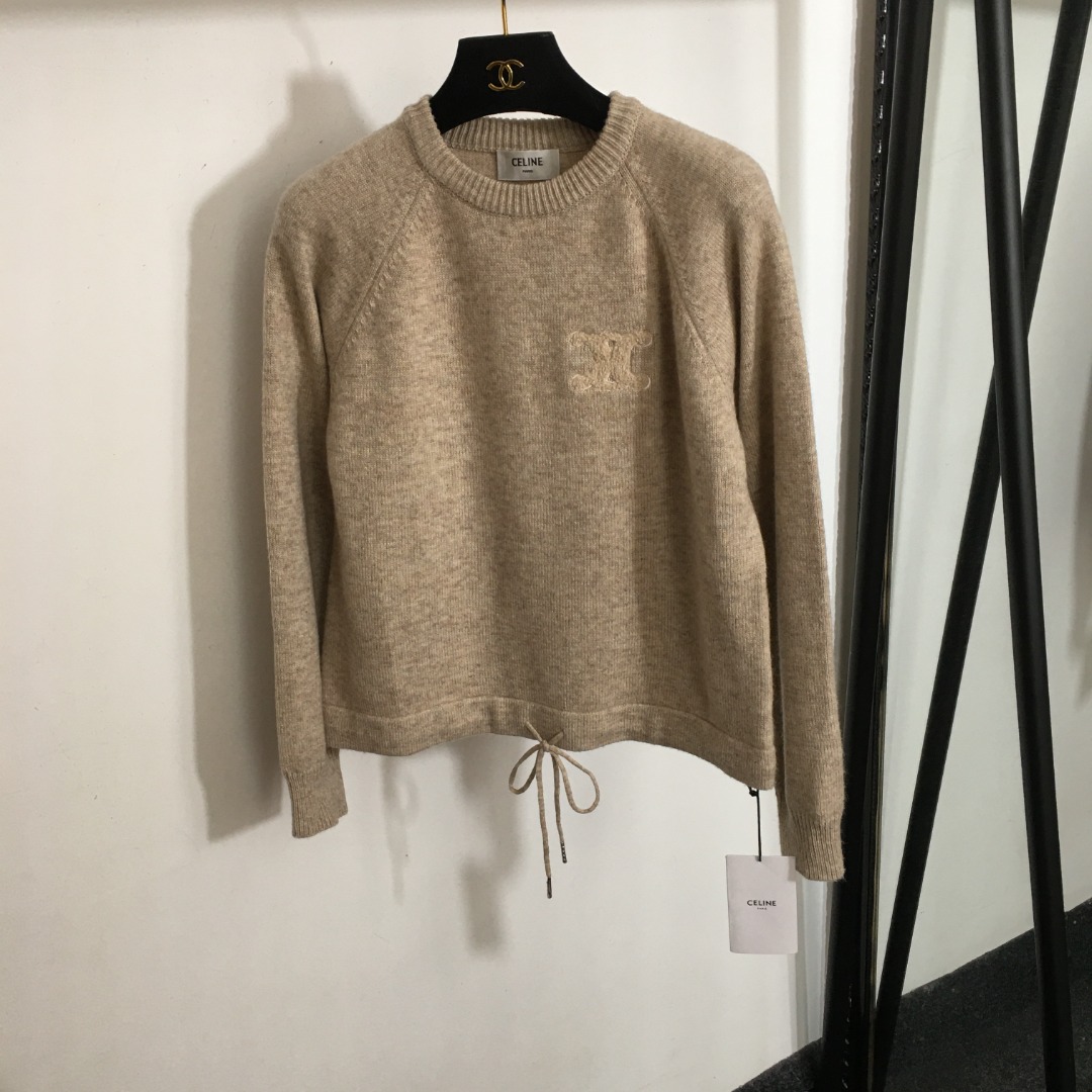C new logo flocked embroidered wool pullover sweater