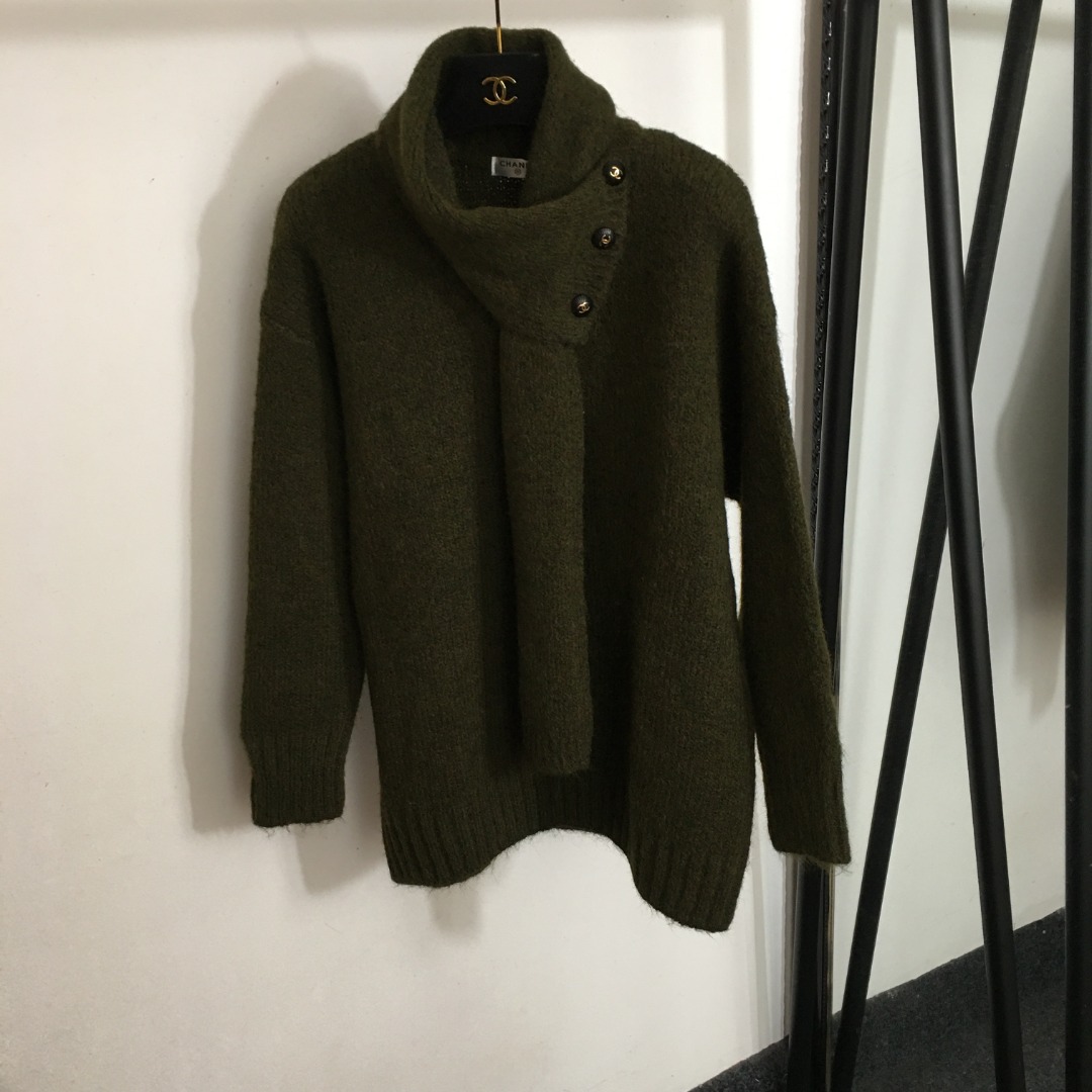 C new style small Chanel style scarf knitted sweater
