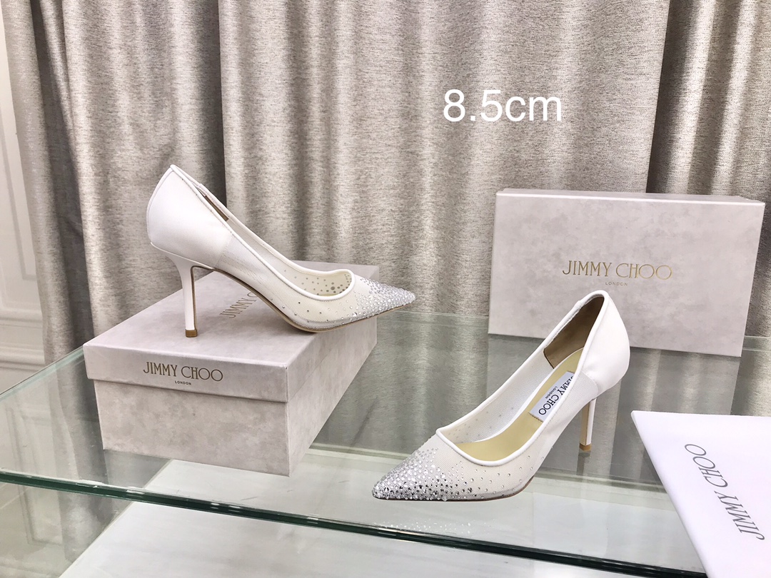 Jimmy Choo2024 latest mesh rhinestone high-heeled shoes
