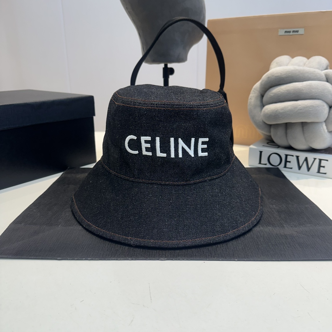 C black and dark blue bucket hat