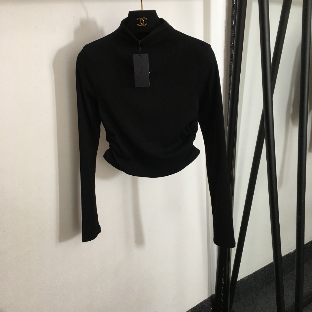 P new style chest logo triangle label half turtleneck short bottoming shirt