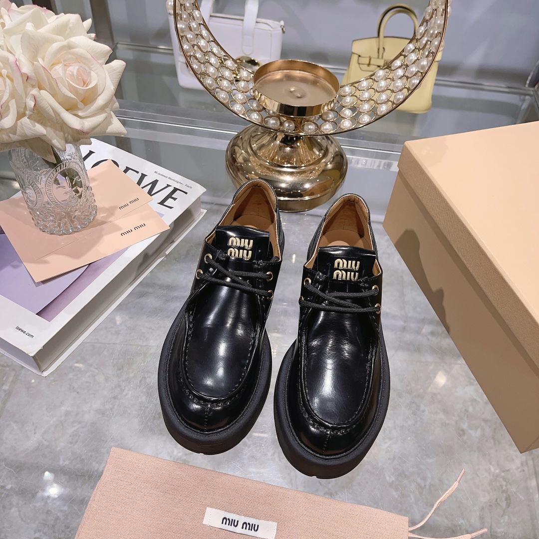 Miu Design Classic Platform Loafers Genuine leather High quality 